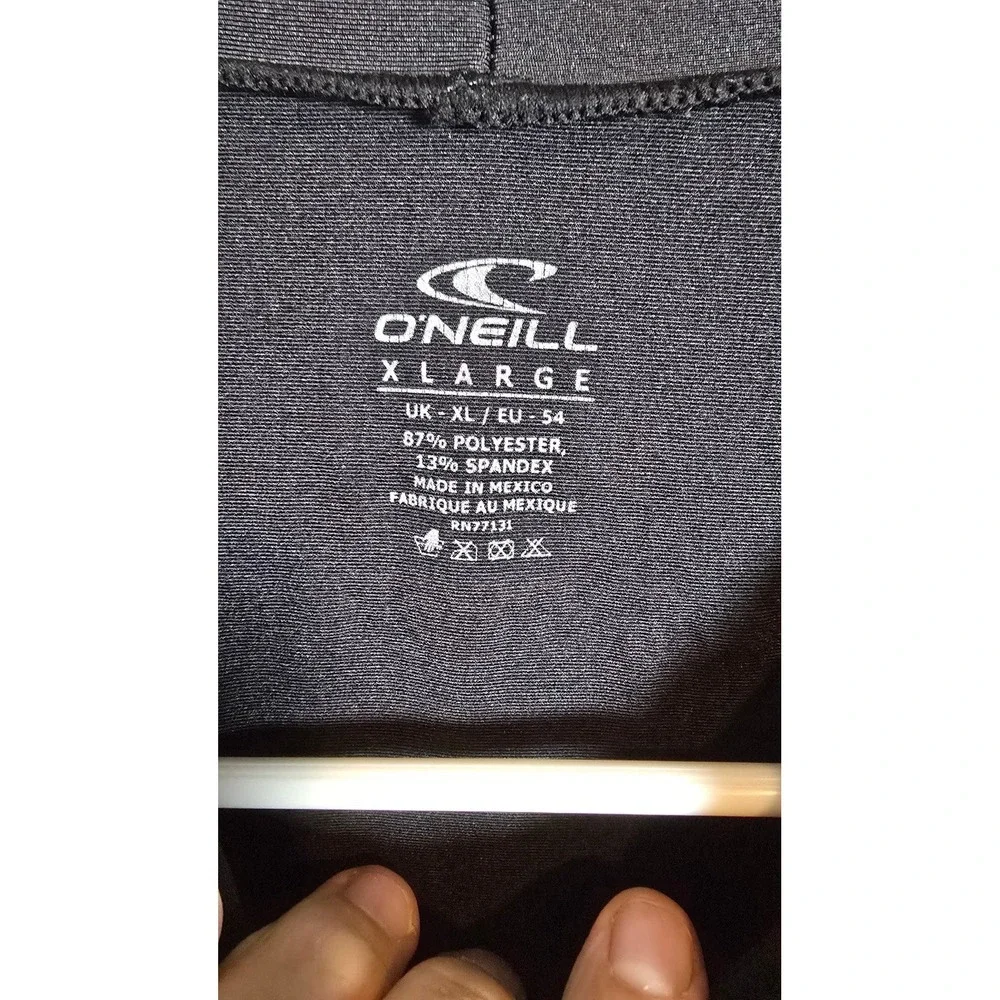 O'Neill Mens Black Short Sleeve Rash Guard Swim Shirt XL Loose Fit Logo‎